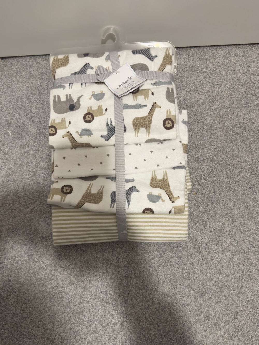 Carter's Neutral Receiving blankets in Beige, Gray, White